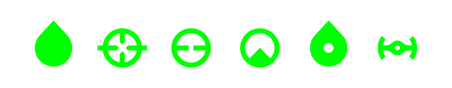 Controller shapes - classic, crosshair, disc, pie, pin and tiefighter